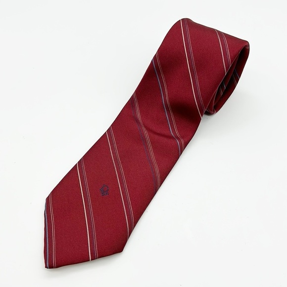 Christian Dior Silk Blend‎ Striped Tie Classic Embroidered Logo Italian - Picture 1 of 5